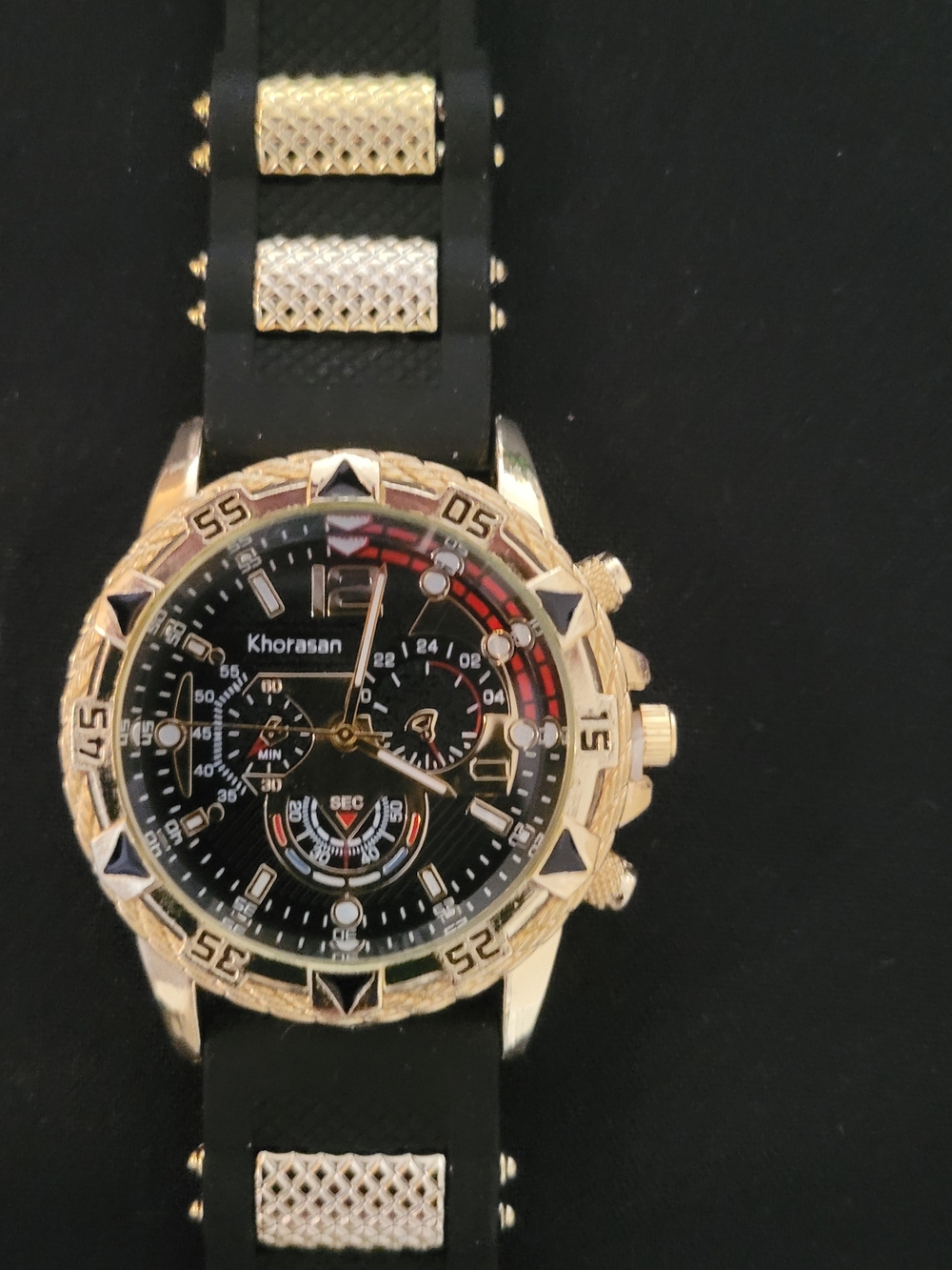 Khorasan Gold-Tone Black Sport Chronograph Watch
